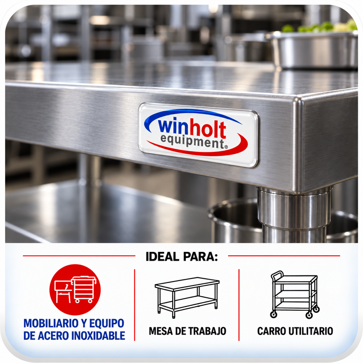 Etiqueta con gota de resina en mobiliario de acero inoxidable
